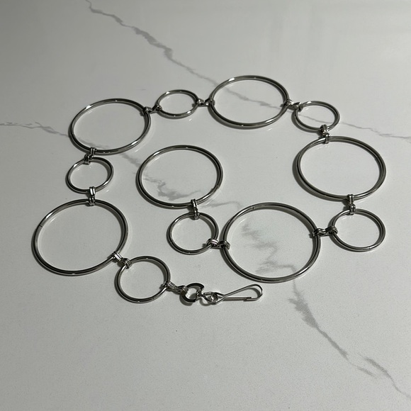 Y2K Silver Circle Link Belt - Picture 1 of 7